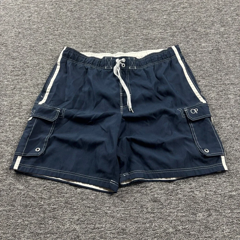 Y2K 2000s Ocean Pacific Baggy Surf‎ Cargo Board Shorts Navy Blue Size XL